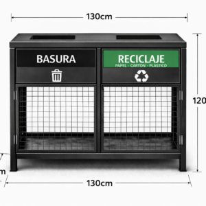 Basurero Doble Metálico Reforzado para Plazas y Condominios | Anti Perros 130x120x50 cm